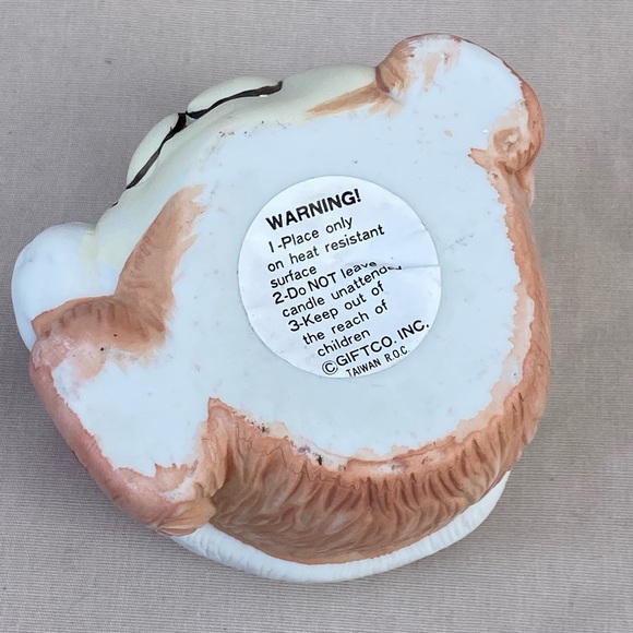 Vintage Christmas ceramic Votive Candle Holder Dog in Santa Hat Gift Co - Picture 4 of 4